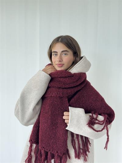 Retrobird Bordo Büyük Boy Soft Örgü Atkı