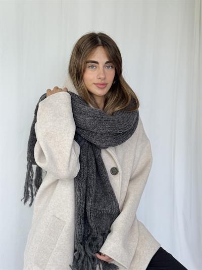 Retrobird Antrasit Büyük Boy Soft Örgü Atkı