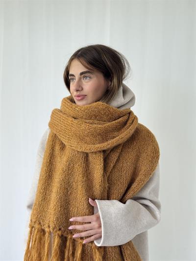 Retrobird Camel Büyük Boy Soft Örgü Atkı