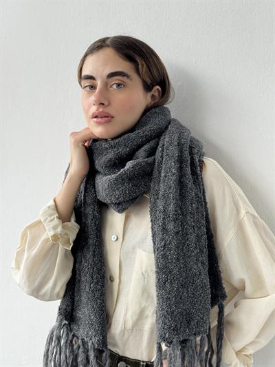 Retrobird Büyük Boy Soft Buklet Antrasit Örgü Atkı