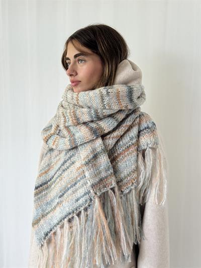 Retrobird Kül Mavi Büyük Boy Soft Örgü Atkı