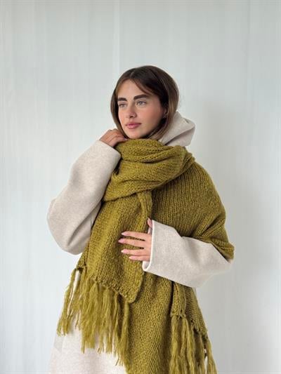 Retrobird Zeytin Yeşili Büyük Boy Soft Örgü Atkı