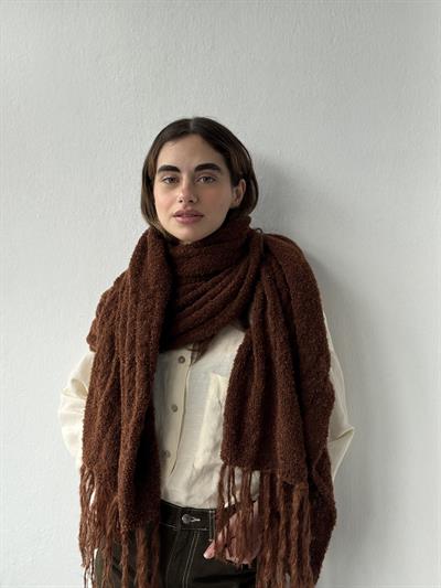 Retrobird Büyük Boy Soft Buklet Kahverengi Örgü Atkı