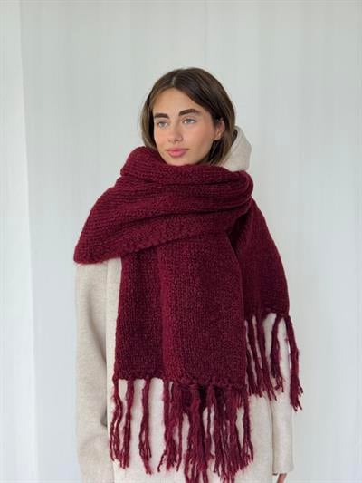 Retrobird Bordo Büyük Boy Soft Örgü Atkı