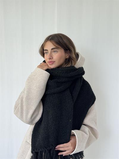 Retrobird Siyah Büyük Boy Soft Örgü Atkı