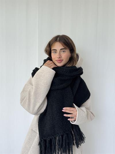 Retrobird Siyah Büyük Boy Soft Örgü Atkı