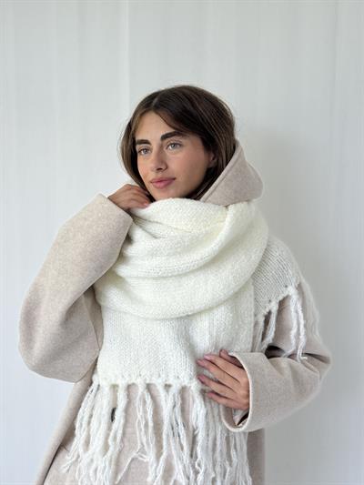 Retrobird Ekru Büyük Boy Soft Örgü Atkı