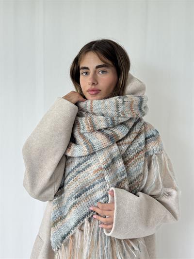 Retrobird Kül Mavi Büyük Boy Soft Örgü Atkı