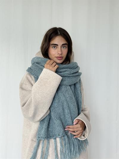 Retrobird Mavi Büyük Boy Soft Örgü Atkı