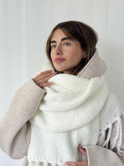 Retrobird Ekru Büyük Boy Soft Örgü Atkı