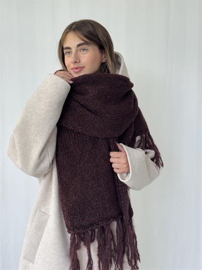 Retrobird Koyu Kahve Büyük Boy Soft Örgü Atkı