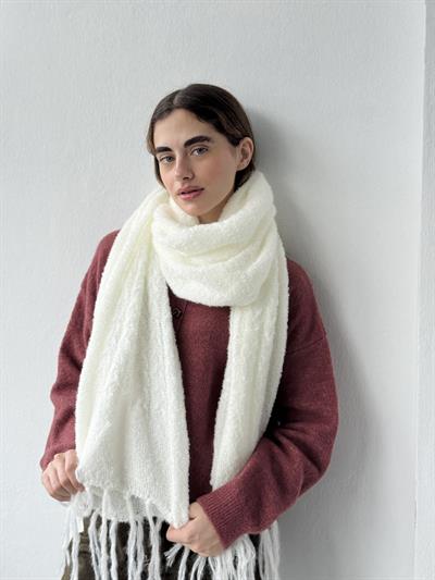 Retrobird Büyük Boy Soft Buklet Ekru Örgü Atkı