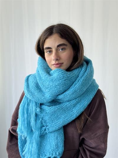 Retrobird Deniz Mavisi Büyük Boy Soft Örgü Atkı