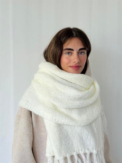 Retrobird Ekru Büyük Boy Soft Örgü Atkı