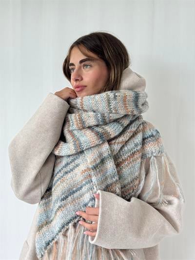 Retrobird Kül Mavi Büyük Boy Soft Örgü Atkı