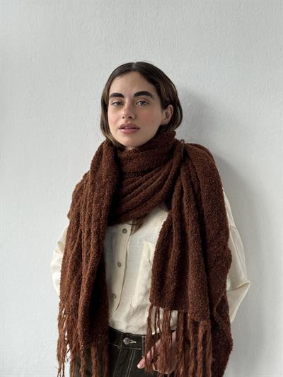 Retrobird Büyük Boy Soft Buklet Kahverengi Örgü Atkı