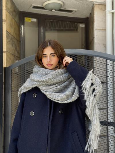 Retrobird Gri Büyük Boy Soft Örgü Atkı