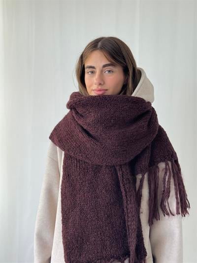 Retrobird Koyu Kahve Büyük Boy Soft Örgü Atkı