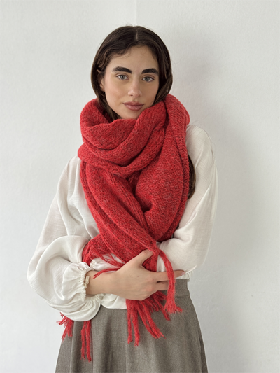 Retrobird Large Brick Red Knitted Scarf