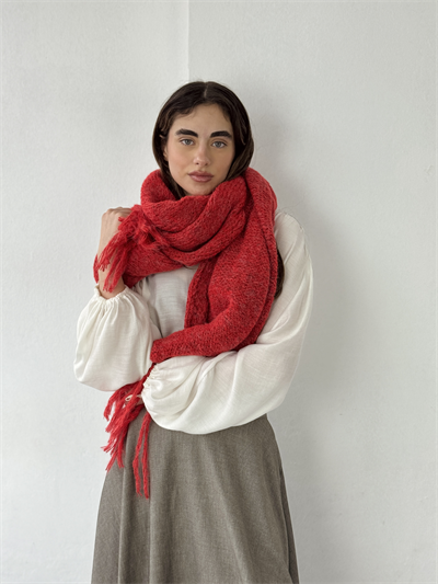 Retrobird Large Brick Red Knitted Scarf