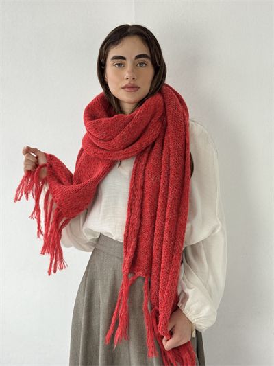 Retrobird Large Brick Red Knitted Scarf