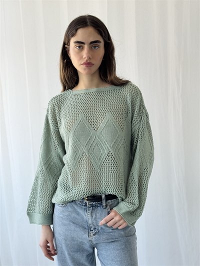 Retrobird Çağla Ajurlu Delikli Baharlık Triko