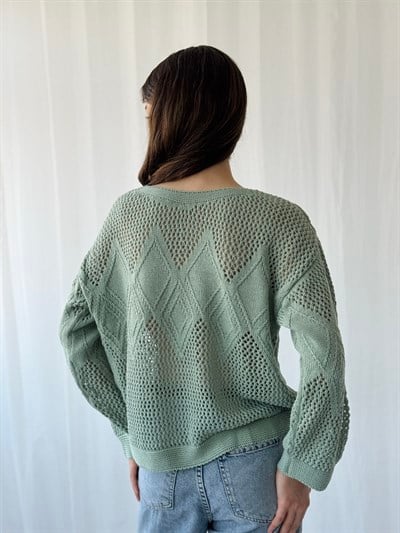 Retrobird Çağla Ajurlu Delikli Baharlık Triko