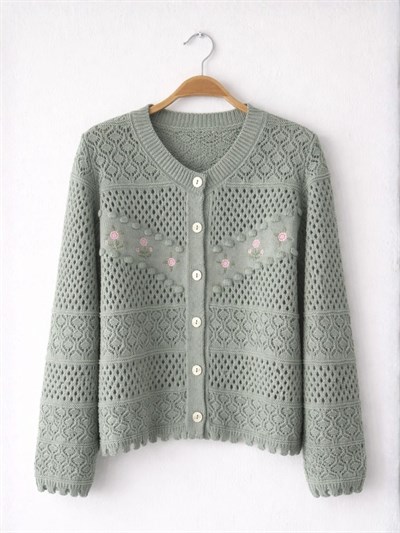 Retrobird Çağla Embroidered Romantic Cardigan