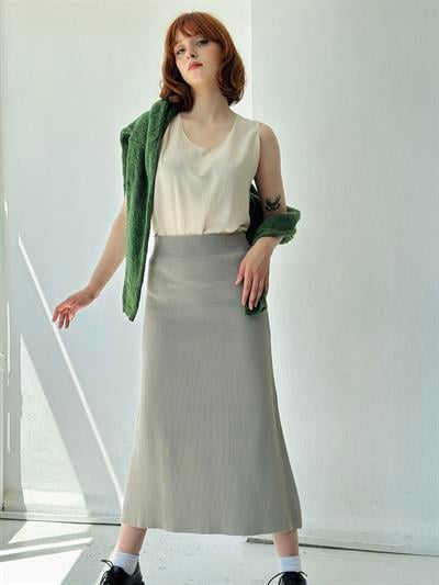 Retrobird Çan Gri Triko Etek