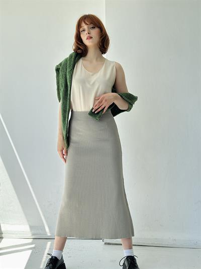 Retrobird Çan Gri Triko Etek