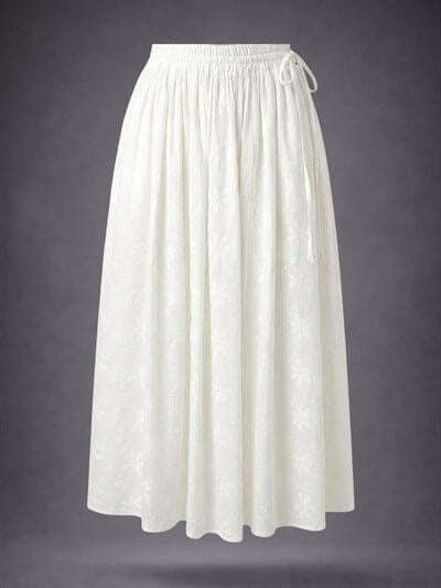 Retrobird Circle Flared Maxi Length Beige Skirt