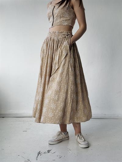 Retrobird Circle Kloş Maxi Boy Kum Renkli Etek