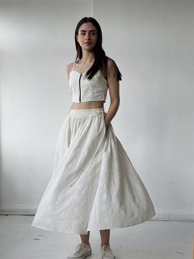 Retrobird Circle Kloş Maxi Boy Bej Renkli Etek