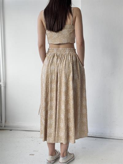 Retrobird Circle Kloş Maxi Boy Kum Renkli Etek