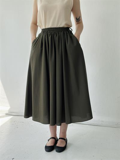 Retrobird Circle Kloş Midi Boy Haki Etek