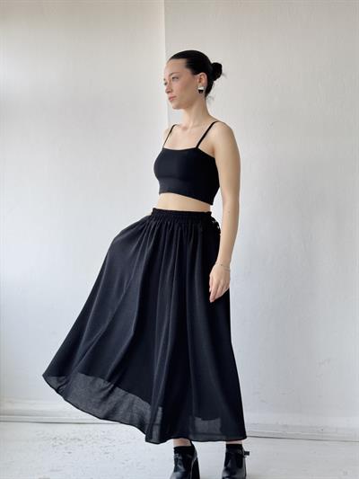 Retrobird Siyah Circle Kloş Midi Boy Etek