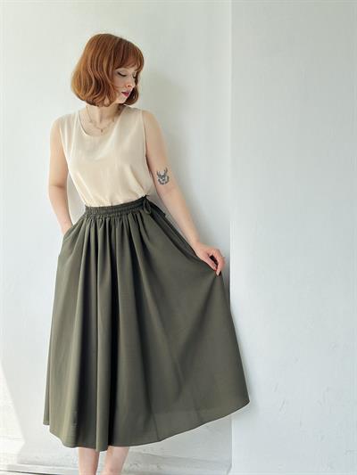 Retrobird Circle Kloş Midi Boy Haki Etek