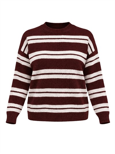 Retrobird Striped Burgundy Knit Sweater