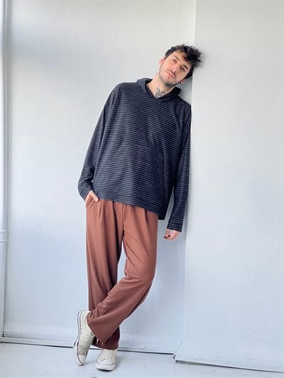 Retrobird Striped Oversize Unisex Hooded Sweatshirt