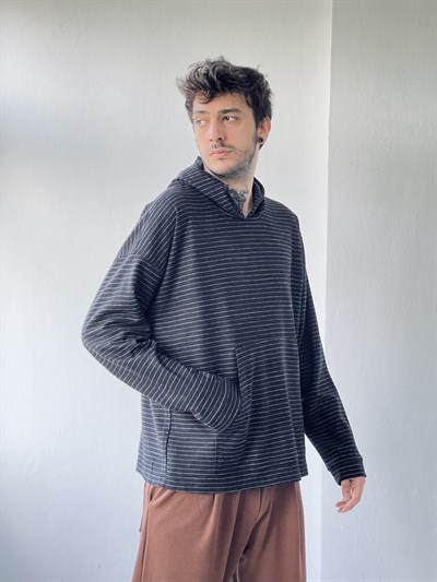 Retrobird Striped Oversize Unisex Hooded Sweatshirt