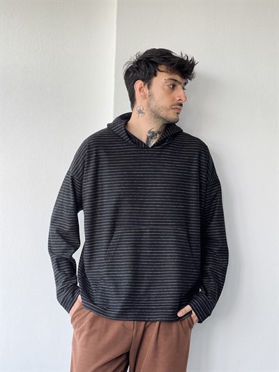 Retrobird Striped Oversize Unisex Hooded Sweatshirt