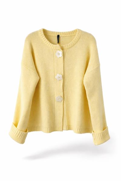 Retrobird Daisy Bloom Yellow Flower Buttoned Cardigan