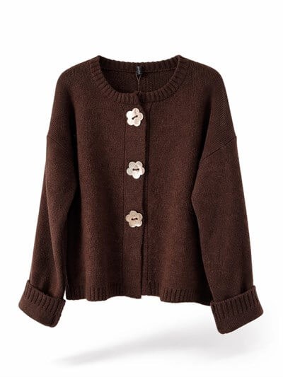 Retrobird Daisy Bloom Brown Floral Buttoned Cardigan