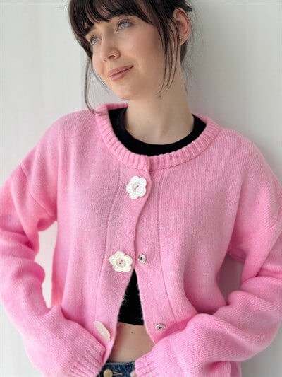 Retrobird Daisy Bloom Pink Floral Buttoned Cardigan