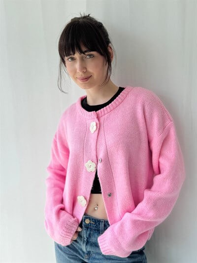 Retrobird Daisy Bloom Pink Floral Buttoned Cardigan
