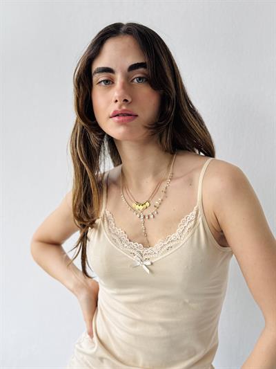 Retrobird Cream Camisole with Lace Detail