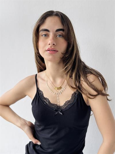 Retrobird Black Tank Top with Lace Details
