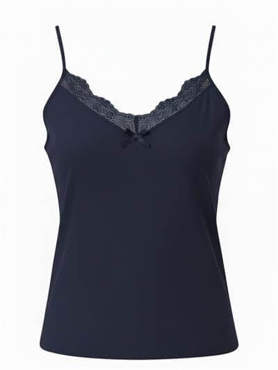 Retrobird Navy Blue Tank Top with Lace Details