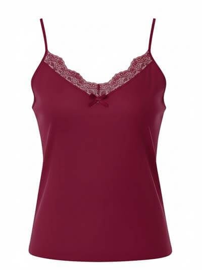 Retrobird Burgundy Tank Top with Lace Details