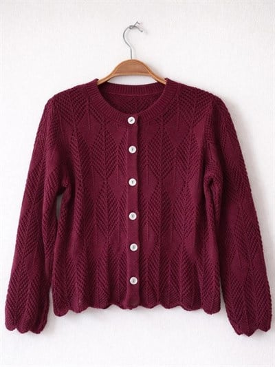 Retrobird Delikli Baharlık Bordo Hırka